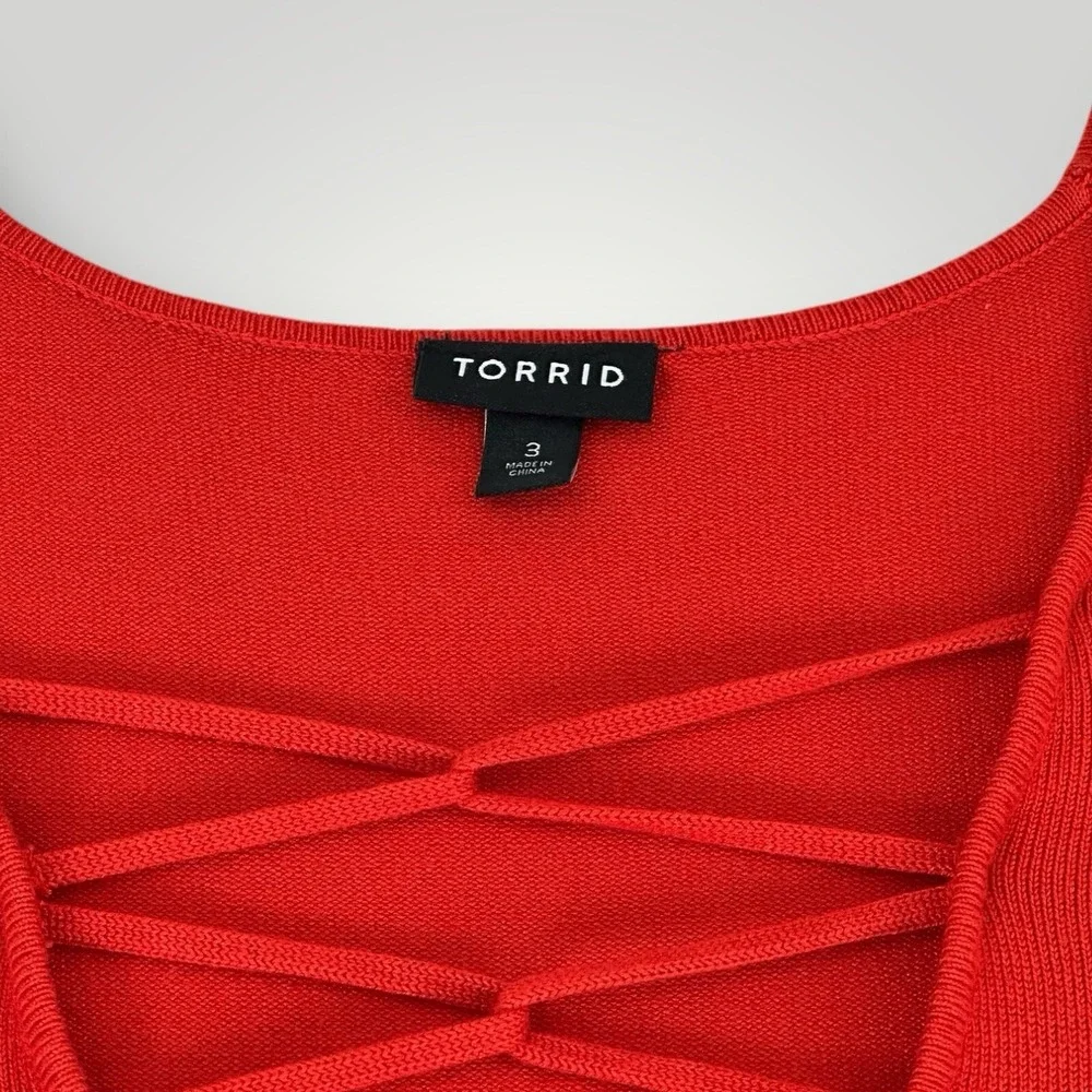 Torrid Criss Cross Neckline Red Skater Knit Sweater‎ Dress Womans 3 3X Stretch